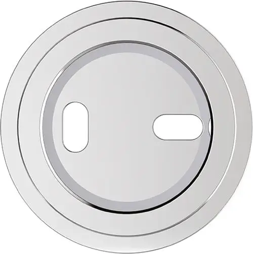 Runder Abdeckungseinsatz aus Chrom, geeignet für Duschsysteme von Ideal Standard, mit zwei Öffnungen für eine einfache Handhabung.